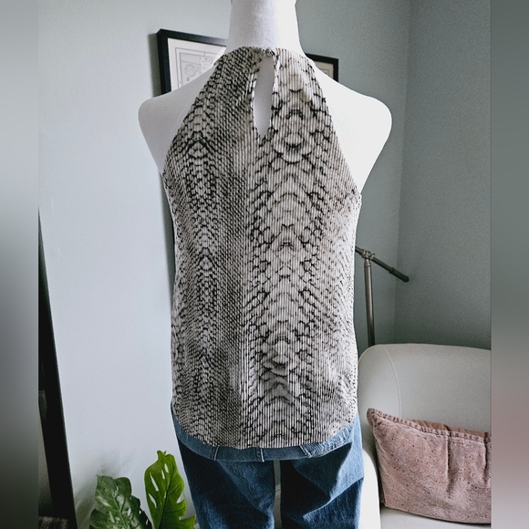 Allison Joy Halter Tank Top. Snakeskin pattern. Size XS - Picture 2 of 6